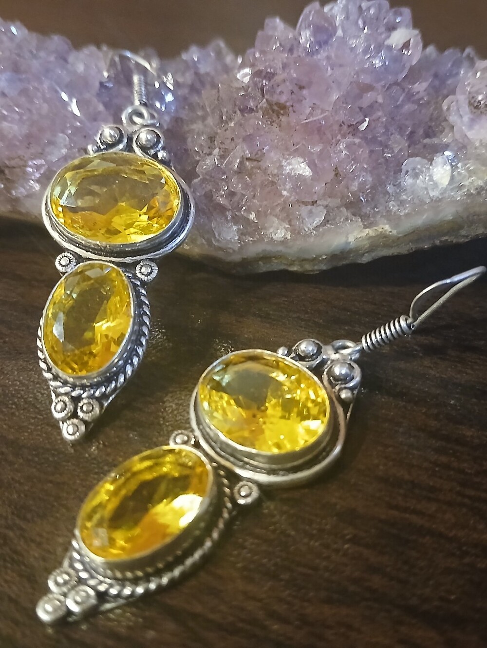 NWOT/ BALI sterling silver & citrine drop earrings